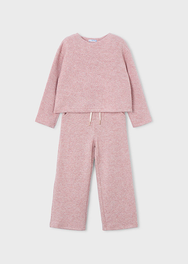 Girl 2-Piece Knit Pants and Sweater Set - Makeup Pink - Wee Bee Baby Boutique