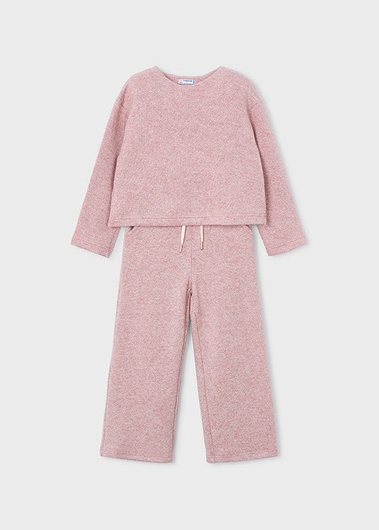 Girl 2-Piece Knit Pants and Sweater Set - Makeup Pink - Wee Bee Baby Boutique