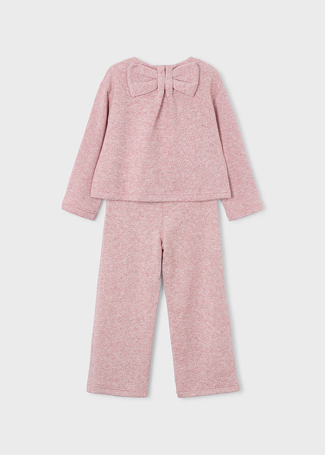 Girl 2-Piece Knit Pants and Sweater Set - Makeup Pink - Wee Bee Baby Boutique