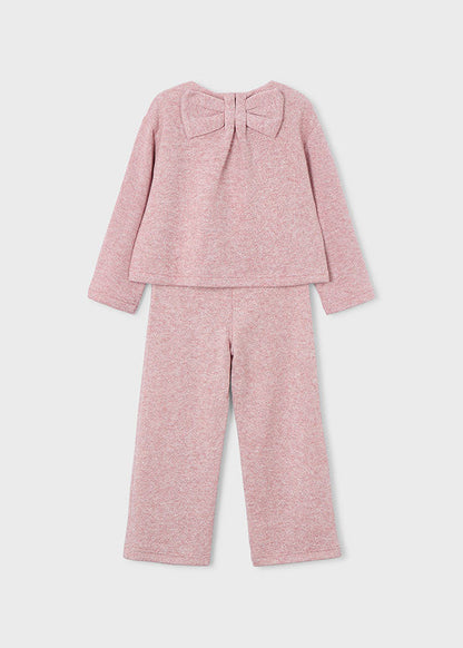 Girl 2-Piece Knit Pants and Sweater Set - Makeup Pink - Wee Bee Baby Boutique