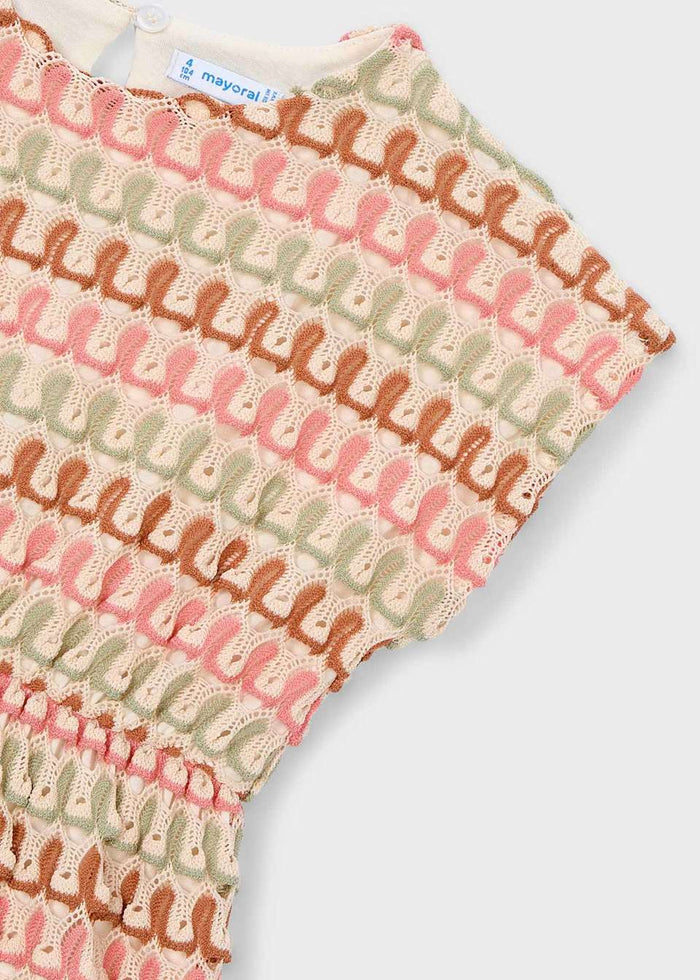 Girl Crochet Multicolor Dress - Mandarin (3T, 4T) - Wee Bee Baby Boutique