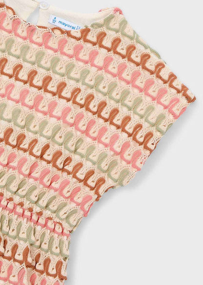 Girl Crochet Multicolor Dress - Mandarin (3T, 4T) - Wee Bee Baby Boutique