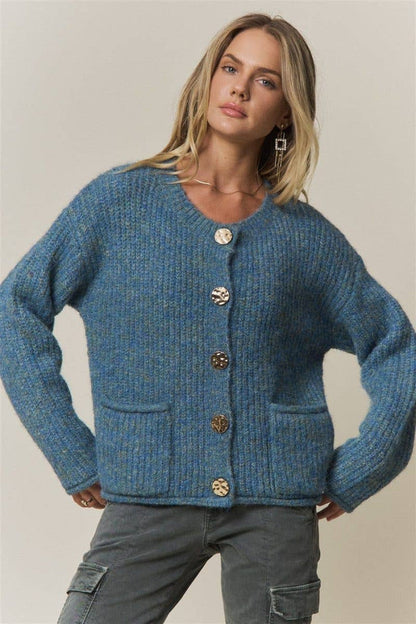 Gold Button Knit Cardigan