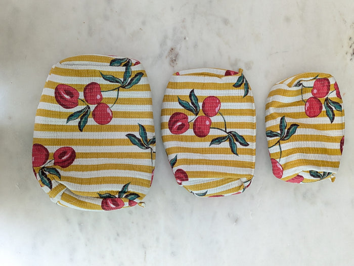 Golden Cherry Quilted Cosmetic Bag (3 Sizes, Sold Individually)
