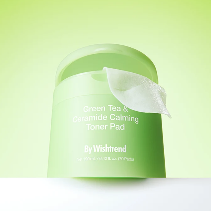 By Wishtrend Green Tea & Ceramide Calming Toner Pad Nudie Glow Australia