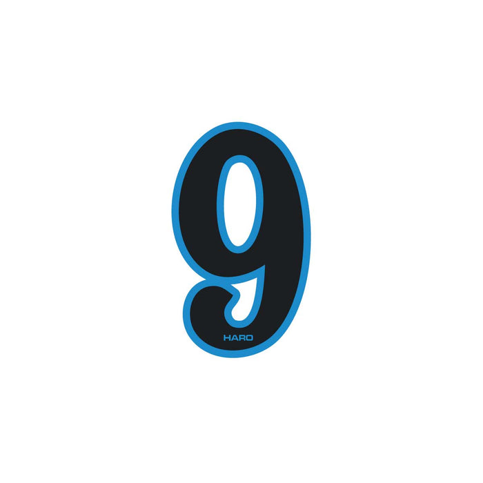 Haro - Early plate number #9 decal - Black Blue