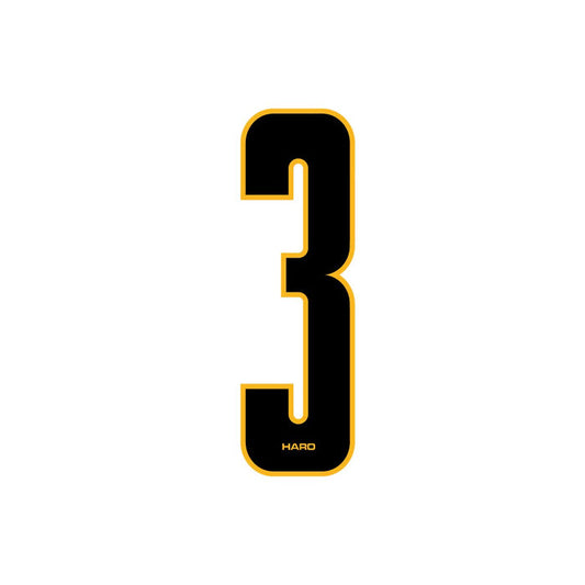 Haro - Stadium plate number #3 decal - Black Yellow