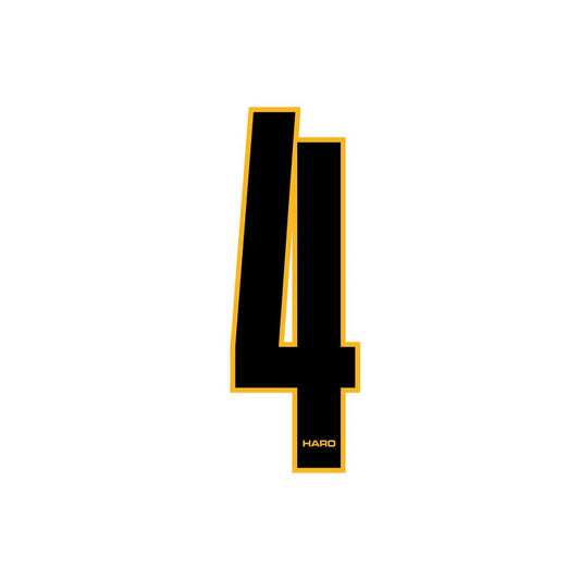 Haro - Stadium plate number #4 decal - Black Yellow