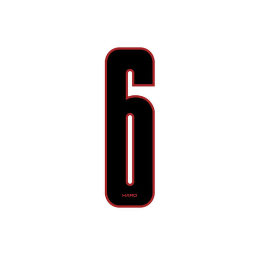 Haro - Stadium plate number #6 decal - Black Red