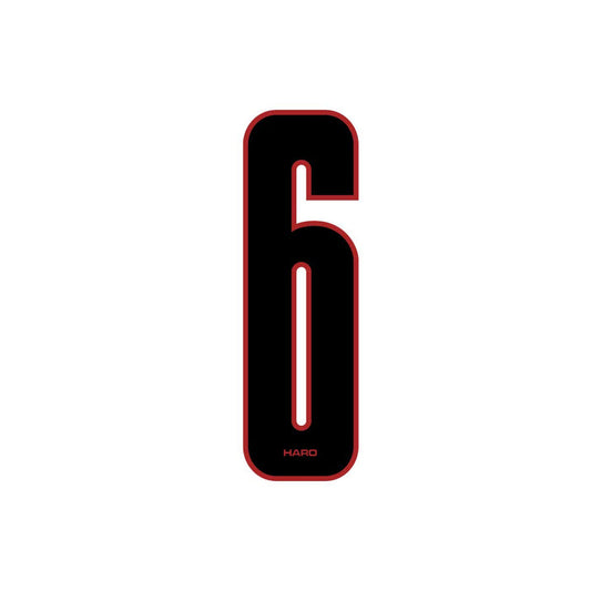 Haro - Stadium plate number #6 decal - Black Red