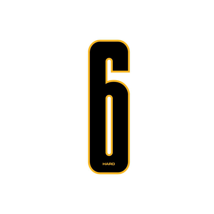 Haro - Stadium plate number #6 decal - Black Yellow