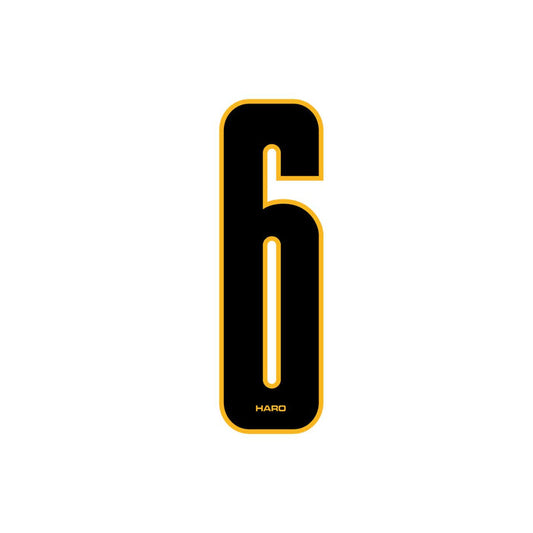 Haro - Stadium plate number #6 decal - Black Yellow