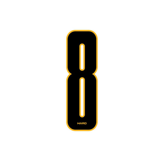 Haro - Stadium plate number #8 decal - Black Yellow