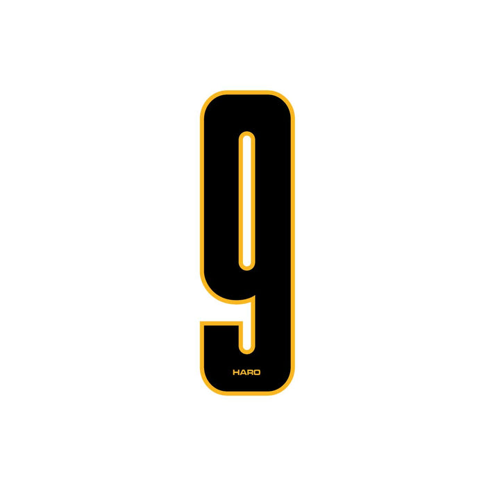 Haro - Stadium plate number #9 decal - Black Yellow