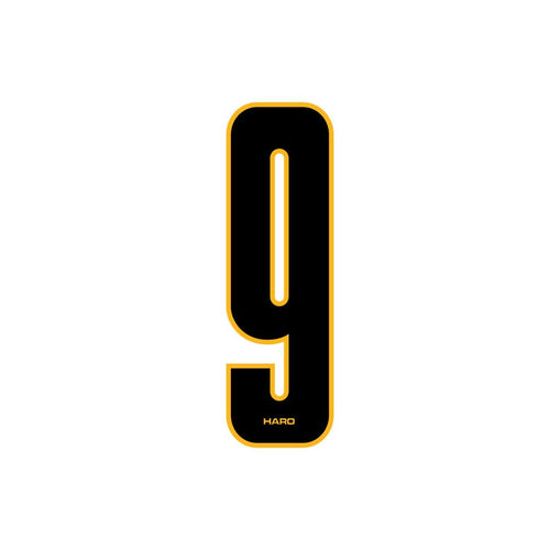 Haro - Stadium plate number #9 decal - Black Yellow