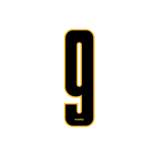 Haro - Stadium plate number #9 decal - Black Yellow
