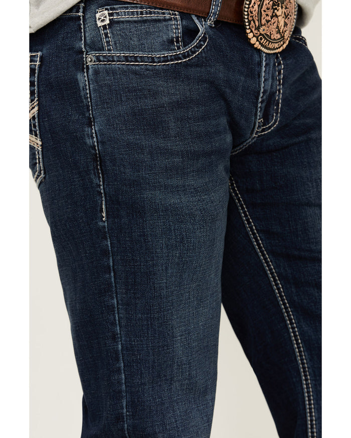Hooey by Rock & Roll Cowboy Men's Reflex Medium Wash Straight Boot Jeans HM1PD05036