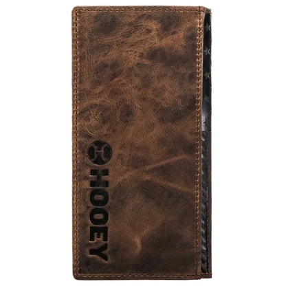 Hooey Liberty Roper Brown Flag Embossed Distressed Leather Rivet Logo Rodeo Wallet HW003-BRBK