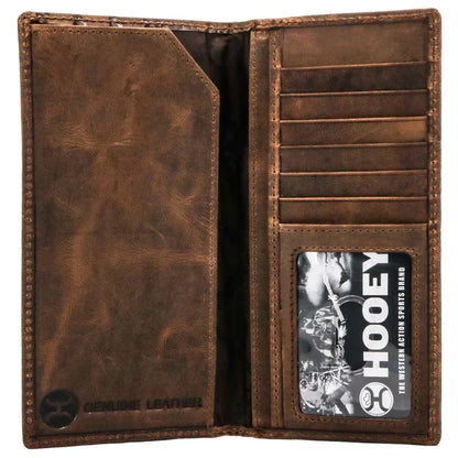 Hooey Liberty Roper Brown Flag Embossed Distressed Leather Rivet Logo Rodeo Wallet HW003-BRBK