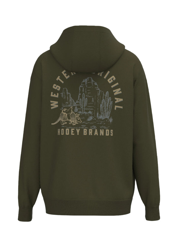 Hooey Men's Desert Dillo Olive Green Western Original Landscape Logo Hoodie HH1378DKOL