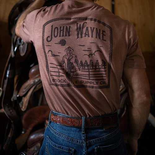 Hooey Men's "John Wayne" Light Brown Tee HT1647LTBR-Painted Cowgirl Western Store