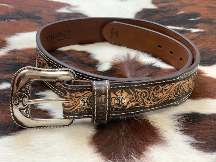 Hooey 'Midnight' Brown Filigree Embossed Leather Belt HMBLT007-Painted Cowgirl Western Store