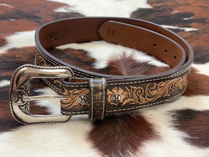 Hooey 'Midnight' Brown Filigree Embossed Leather Belt HMBLT007-Painted Cowgirl Western Store