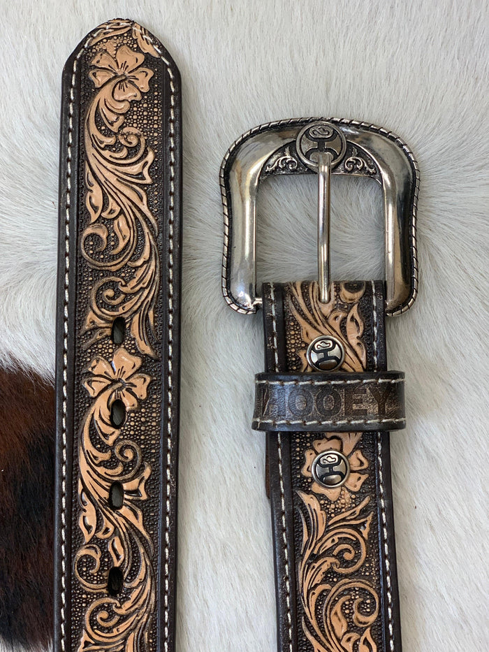 Hooey 'Midnight' Brown Filigree Embossed Leather Belt HMBLT007-Painted Cowgirl Western Store