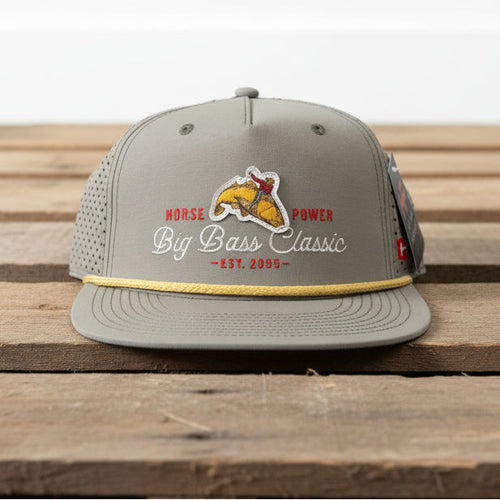 Horse Power Big Bass Classic Breathable Khaki Green Adjustable Snap Back Hat