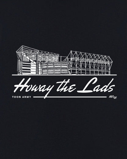 ART OF Howay The Lads Stadium | NUFC Black Graphic Football T-shirt