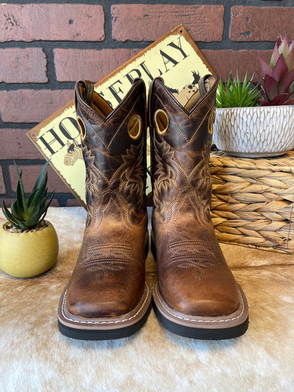 Dan Post Children/Youth Brown Leather Amarillo Square Toe Cowboy Boot DPC2932 DPC3932-Painted Cowgirl Western Store
