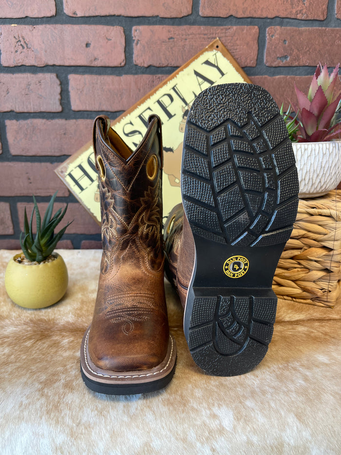 Dan Post Children/Youth Brown Leather Amarillo Square Toe Cowboy Boot DPC2932 DPC3932-Painted Cowgirl Western Store