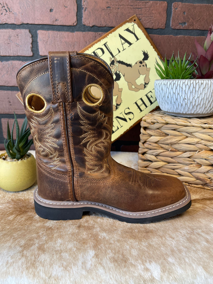 Dan Post Children/Youth Brown Leather Amarillo Square Toe Cowboy Boot DPC2932 DPC3932-Painted Cowgirl Western Store