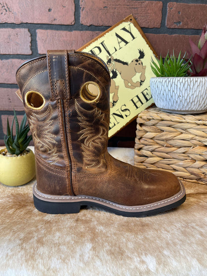 Dan Post Children/Youth Brown Leather Amarillo Square Toe Cowboy Boot DPC2932 DPC3932-Painted Cowgirl Western Store