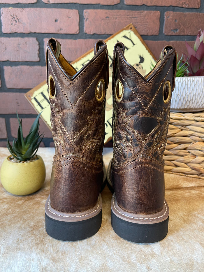 Dan Post Children/Youth Brown Leather Amarillo Square Toe Cowboy Boot DPC2932 DPC3932-Painted Cowgirl Western Store
