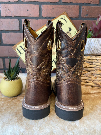 Dan Post Children/Youth Brown Leather Amarillo Square Toe Cowboy Boot DPC2932 DPC3932-Painted Cowgirl Western Store