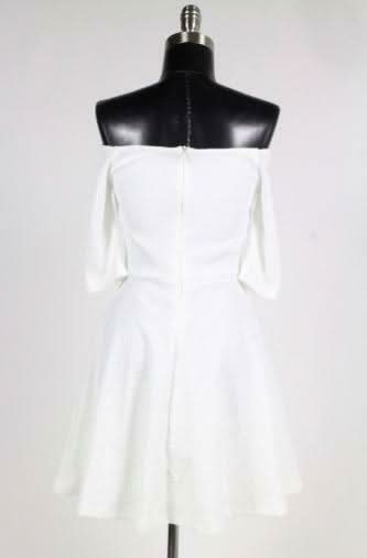All Of My Honesty White Off-The-Shoulder Skater Dress
