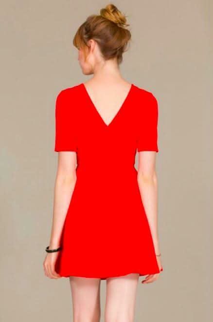 Maggie Red Crochet Trim Skater dress