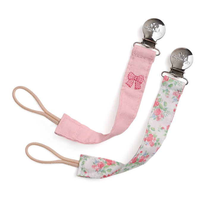 Itzy Clip Fabric Pacifier Strap - Bow Pink