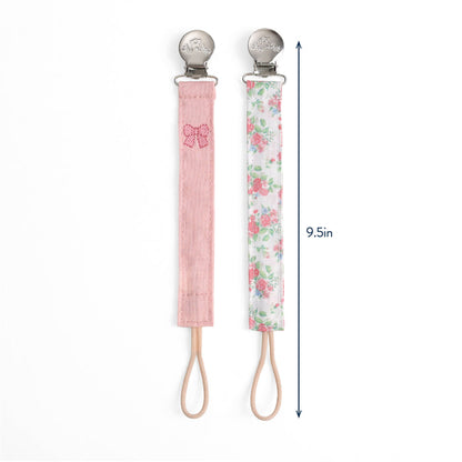 Itzy Clip Fabric Pacifier Strap - Bow Pink