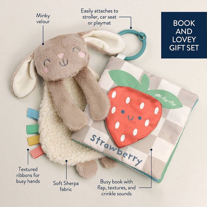 Itzy Learn & Snuggle Gift Set - Bunny Lovey and Busy Book - Wee Bee Baby Boutique