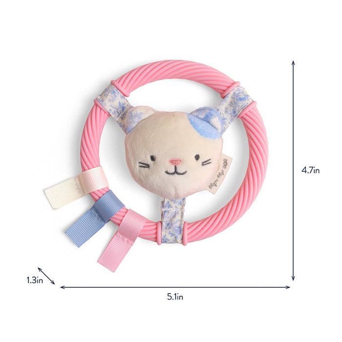 Itzy Ring Pal Teething Ring with Plush Character - Pink Kitty - Wee Bee Baby Boutique