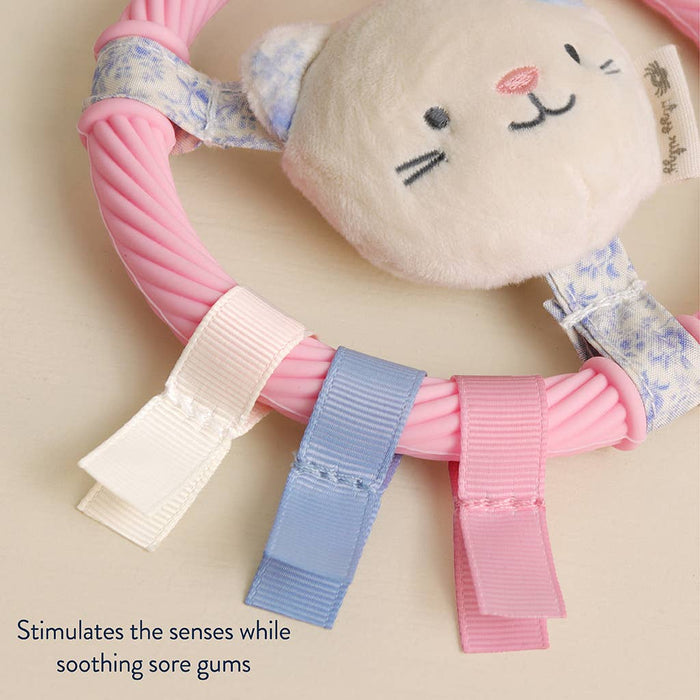 Itzy Ring Pal Teething Ring with Plush Character - Pink Kitty - Wee Bee Baby Boutique