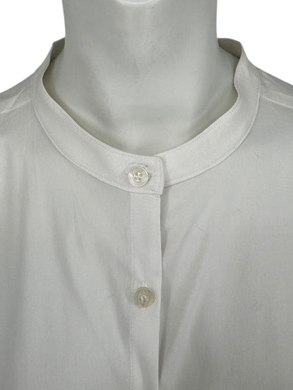 Jennifer Torosian White Long Button-Front Shirt Dress with Mandarin Collar – Size M