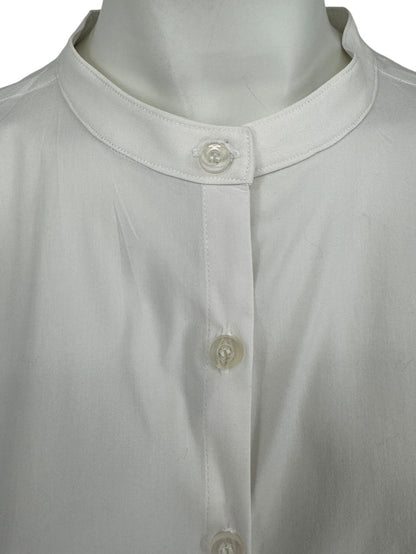 Jennifer Torosian White Long Button-Front Shirt Dress with Mandarin Collar – Size M