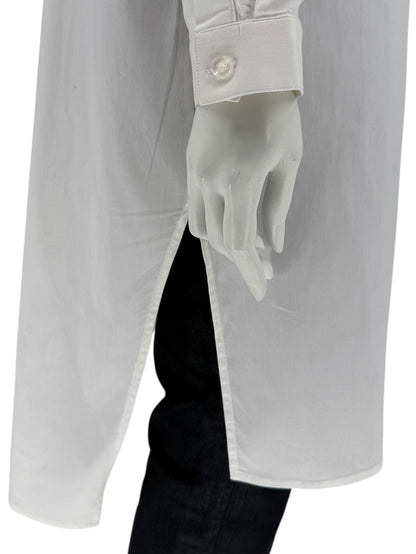 Jennifer Torosian White Long Button-Front Shirt Dress with Mandarin Collar – Size M