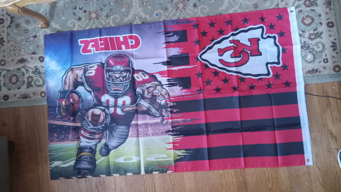Kansas City Chiefs NFL 3X5 Feet American Flag Banner Pole or Wall Decor