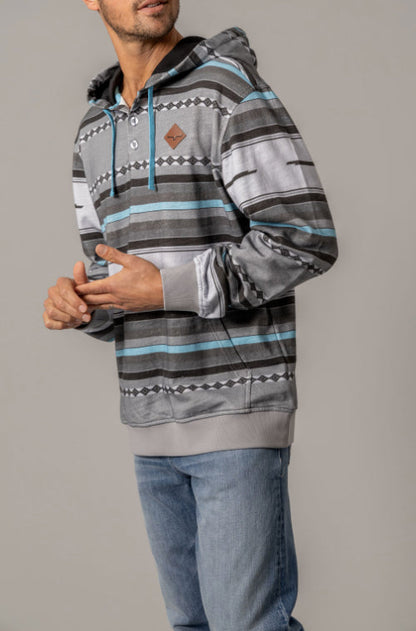 Kimes Ranch Men's Cantura Grey Western Stripe Hoodie