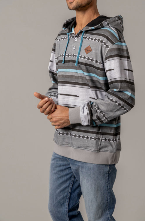 Kimes Ranch Men's Cantura Grey Western Stripe Hoodie