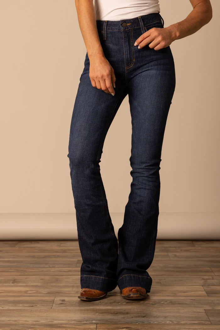 Kimes Ranch Women's Jennifer Blue Ultra High Rise Flare Jean-Painted Cowgirl Western Store